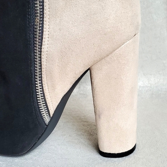 JUSTFAB Colorblock Faux Suede Block Heel Side Zip Ankle Boots SIZE: 9 US - Picture 8 of 13